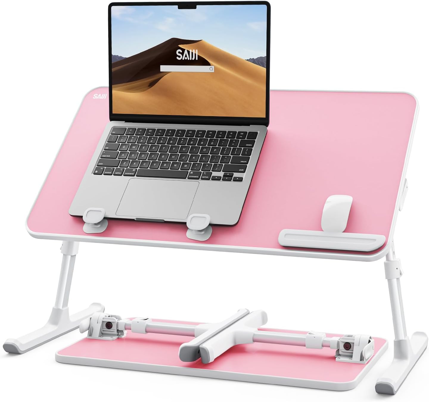 Height & Angle Adjustable Laptop Stand for Bed, Lap Desk Bed Tray Table, Light Weight Foldable Portable Laptop Table for Couch Sofa Chair Floor Desk for Adults, Kids (52*30cm Black)