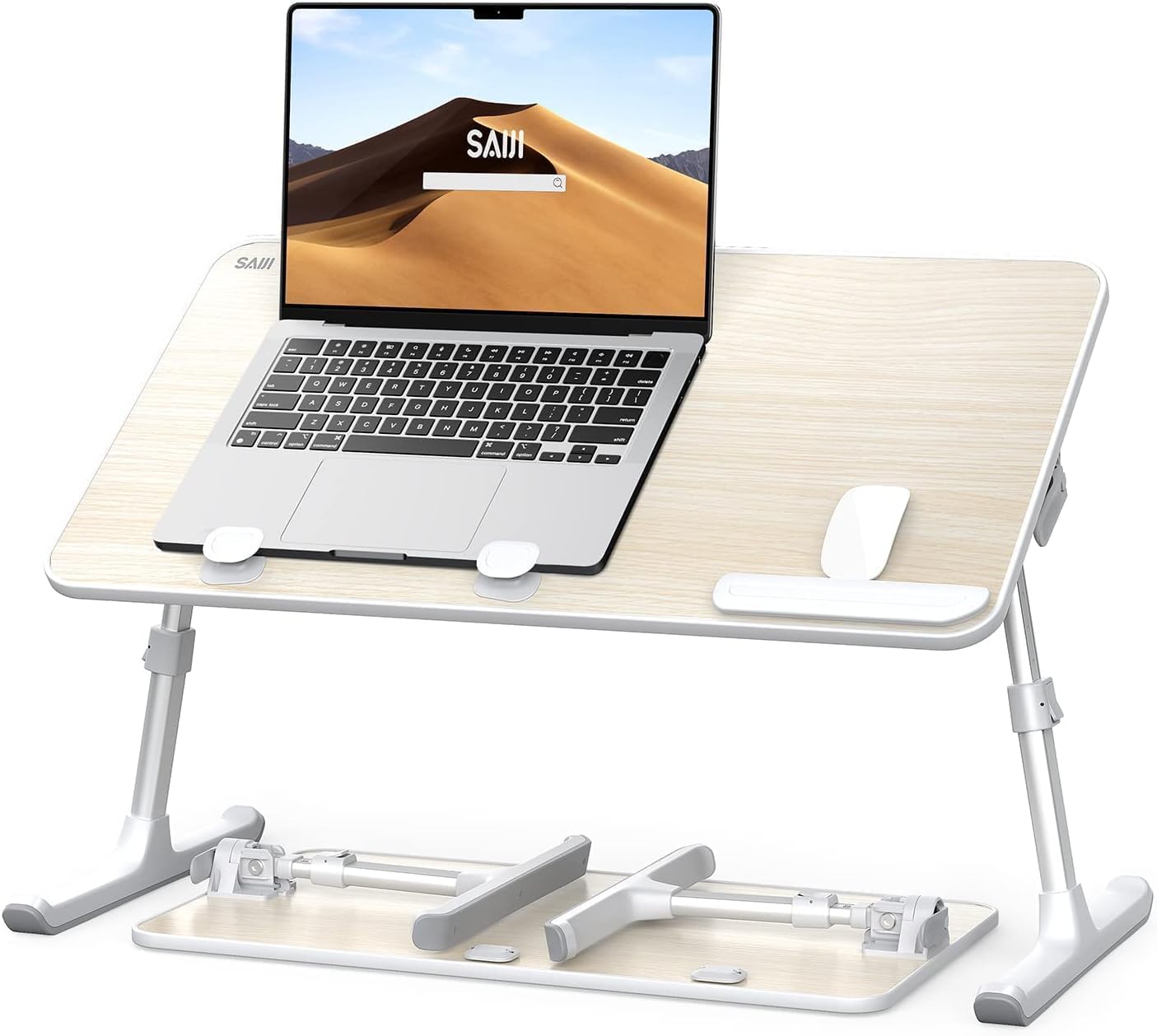 Height & Angle Adjustable Laptop Stand for Bed, Lap Desk Bed Tray Table, Light Weight Foldable Portable Laptop Table for Couch Sofa Chair Floor Desk for Adults, Kids (52*30cm Black)
