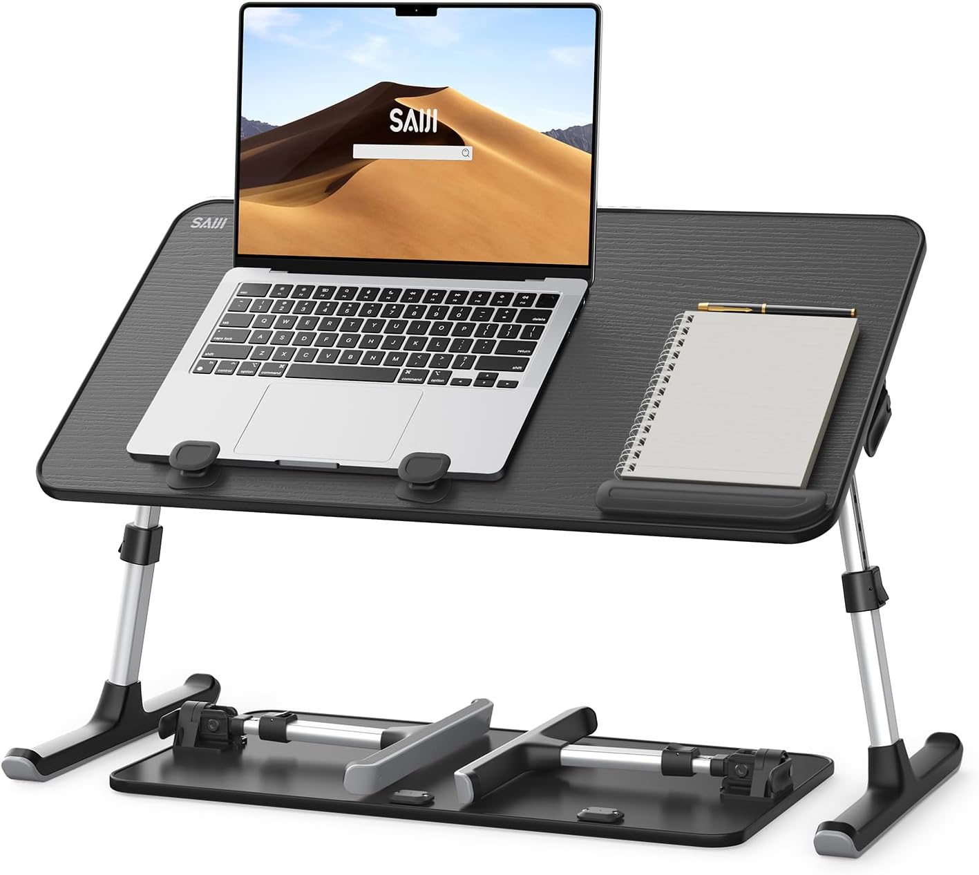 Height & Angle Adjustable Laptop Stand for Bed, Lap Desk Bed Tray Table, Light Weight Foldable Portable Laptop Table for Couch Sofa Chair Floor Desk for Adults, Kids (52*30cm Black)